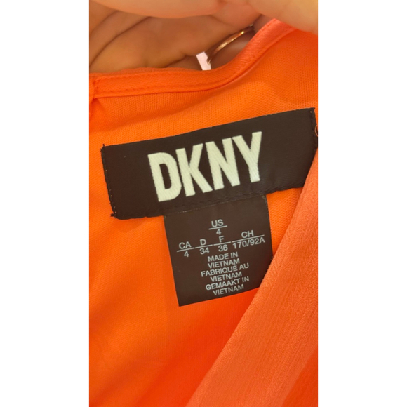 DKNY Women's Coral Wrap Midi Dress with Ruched Sleeves Size 4- Retail Price $140 - Picture 8 of 12